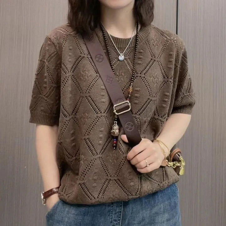 Damen-Strickpullover mit lockerem Schnitt und Rundhalsausschnitt