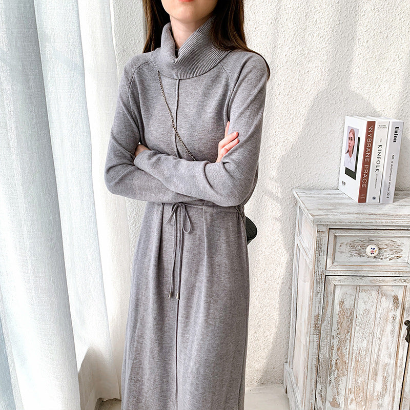 Damen Strickkleid Mit Langen Ärmeln Und Geradem Schnitt