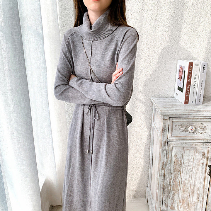 Damen Strickkleid Mit Langen Ärmeln Und Geradem Schnitt
