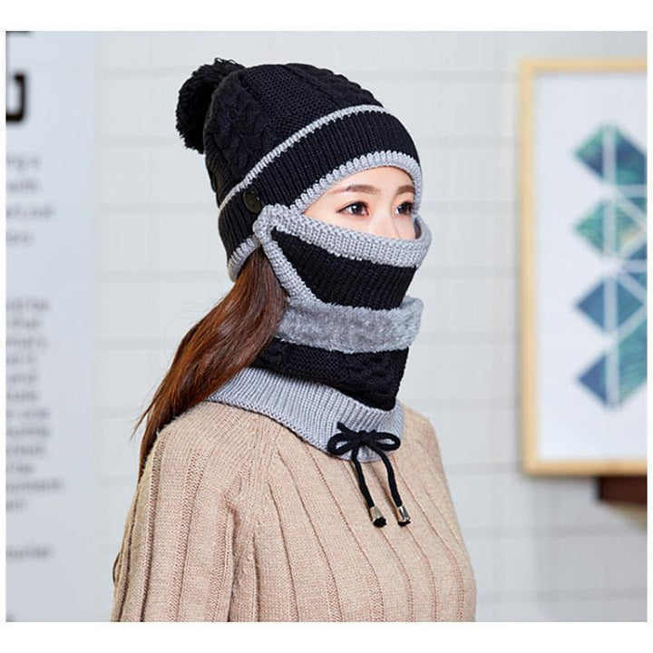 Gemütliches Strick-Wintermütze- und Schal-Set für Damen