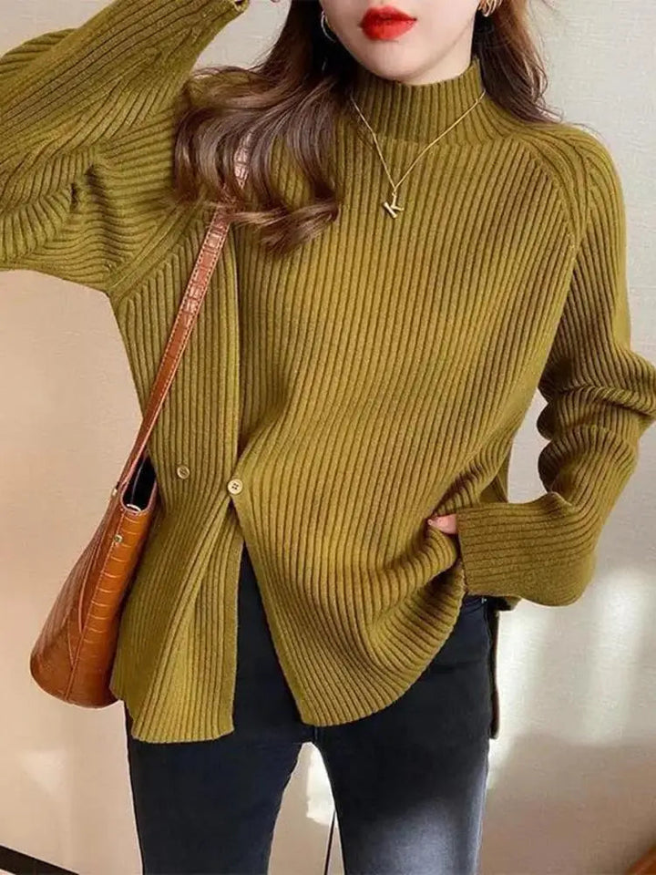 Damen Strick Rollkragen Slim Fit Pullover