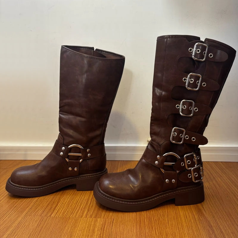 Freche Low Heel Punk Gothic Rock Stiefel