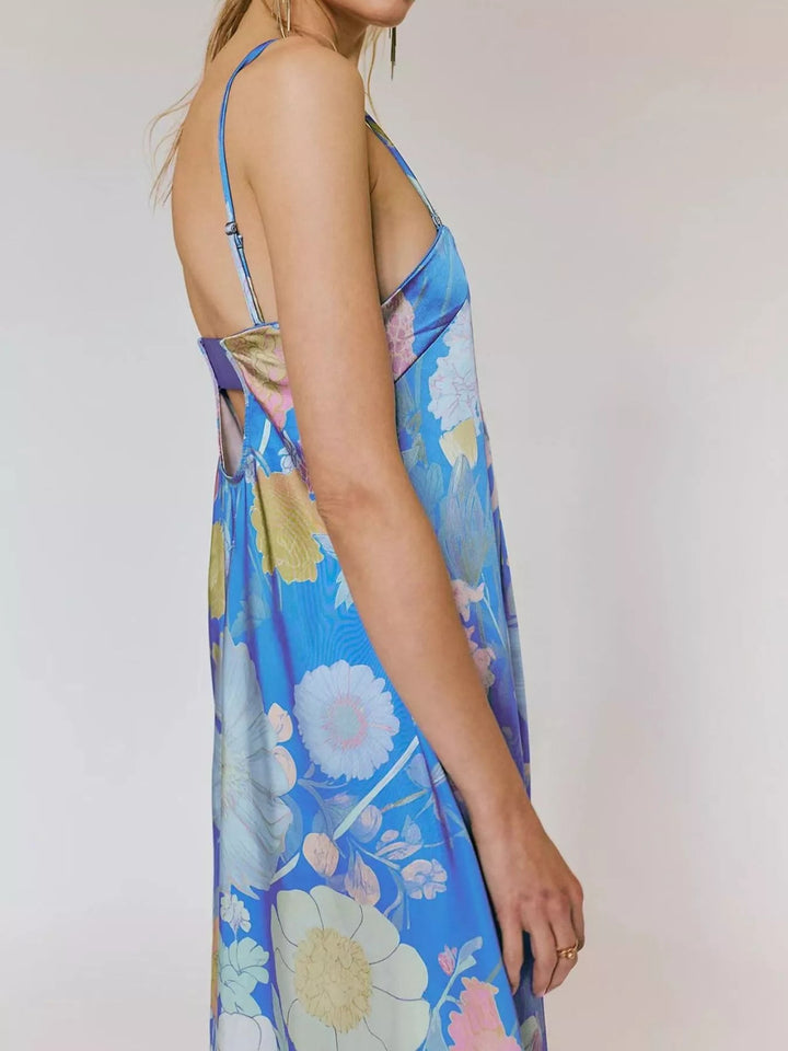 Maxikleid ärmellos mit Blumenmuster aus Polyester