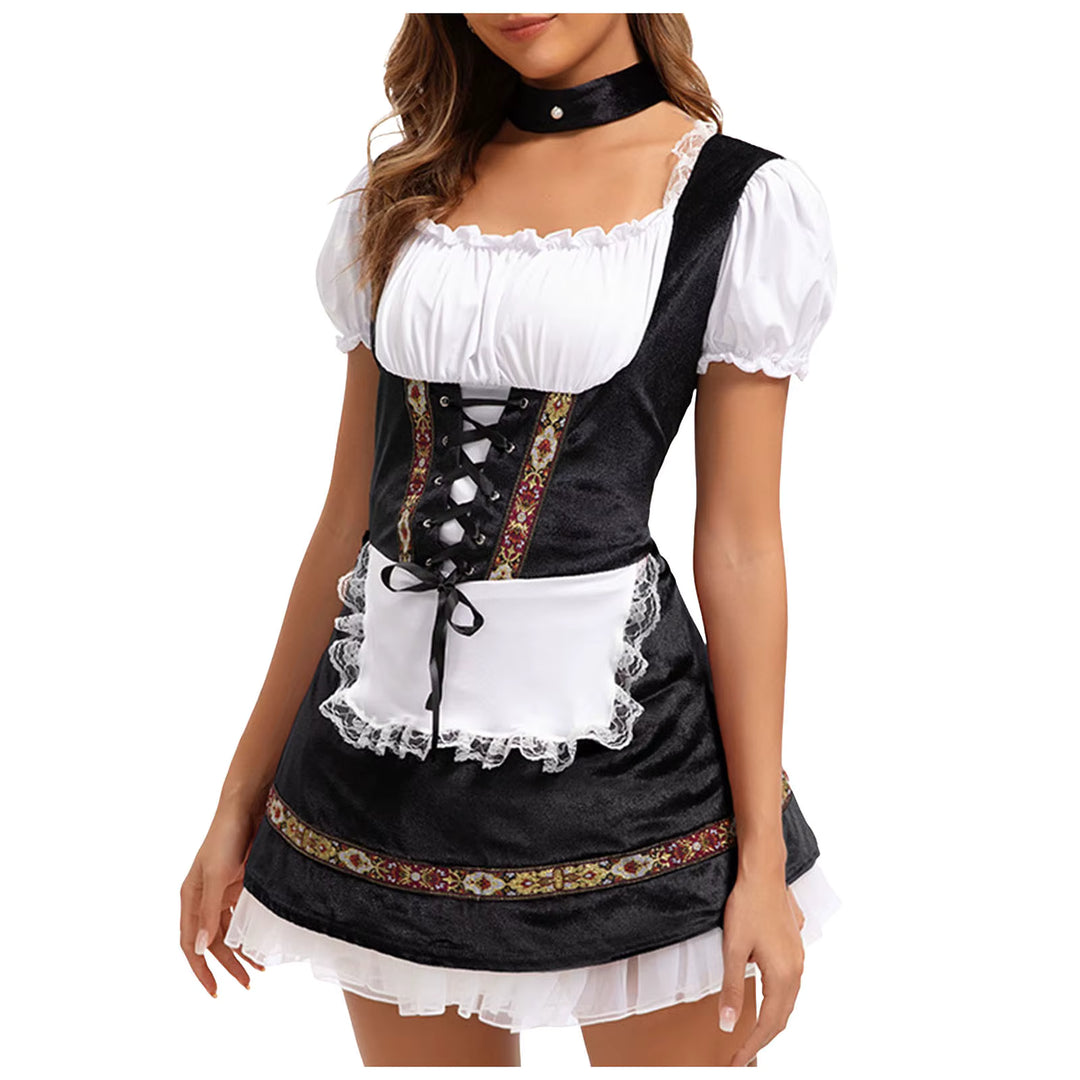 Damen geschnürtes, maßgeschneidertes Dirndlkleid aus Polyester