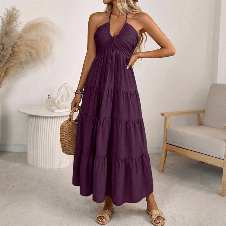 Maxikleid mit neckholder Rückenfrei und fließenden Drapierungen