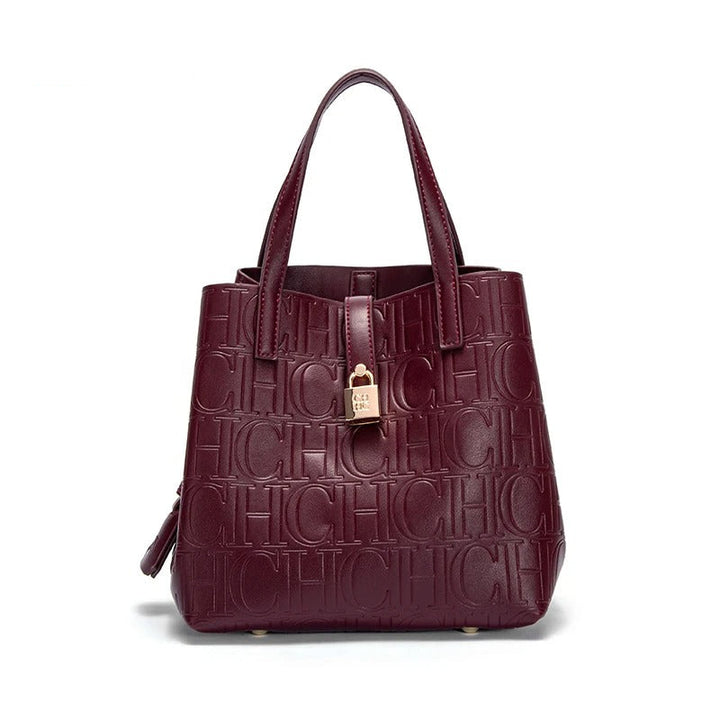 Helviora® | Strukturierte Ledertasche mit Monogrammprägung