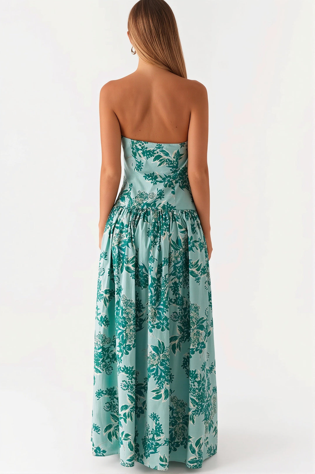 Figurbetontes Bandeau-Maxikleid mit langem Rock und modernem Print