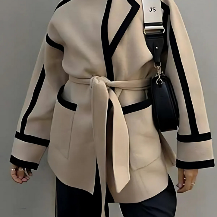 Schicker Wickel-Taillengürtel Blazer mit Kontrastdetails für Damen