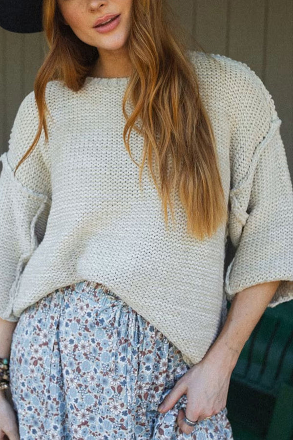 Gemütlicher Grobstrickpullover mit Rundhalsausschnitt