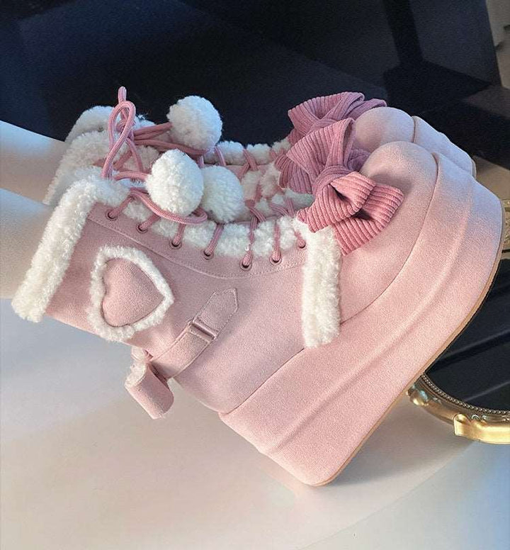 Gemütliche Winter-Schneestiefel in Rosa und Creme