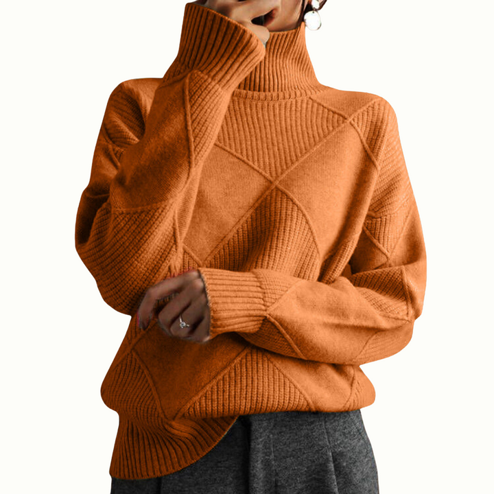 Gemütlicher geometrischer Strick-Rollkragenpullover für Damen