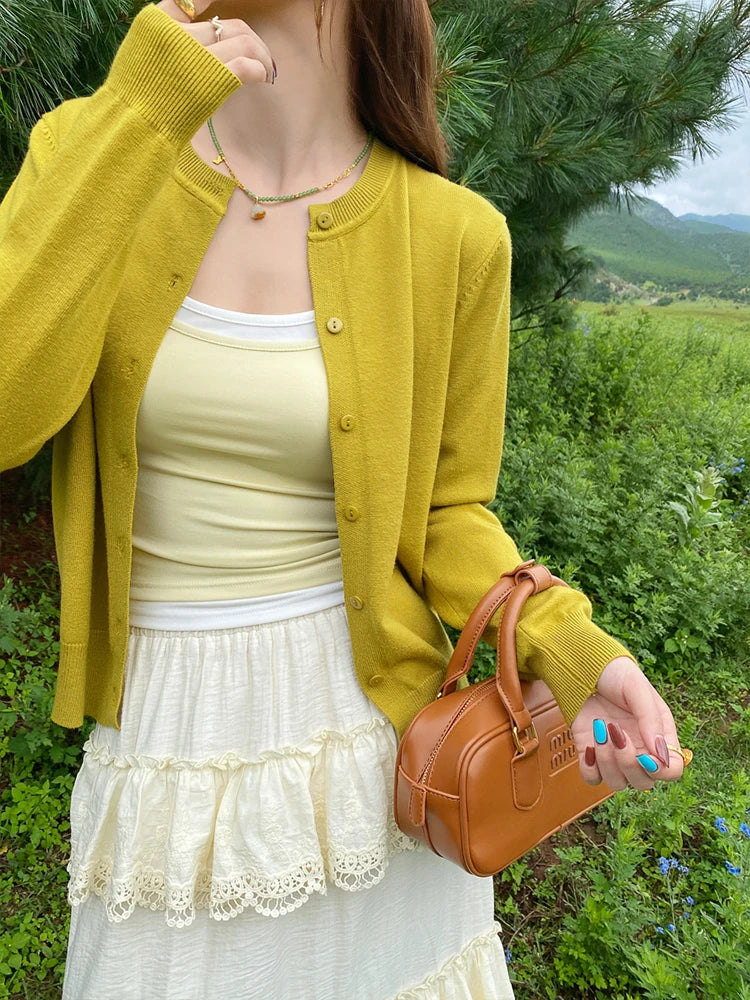 Damen Grobstrick Cardigan mit langen Ärmeln, lockere Passform