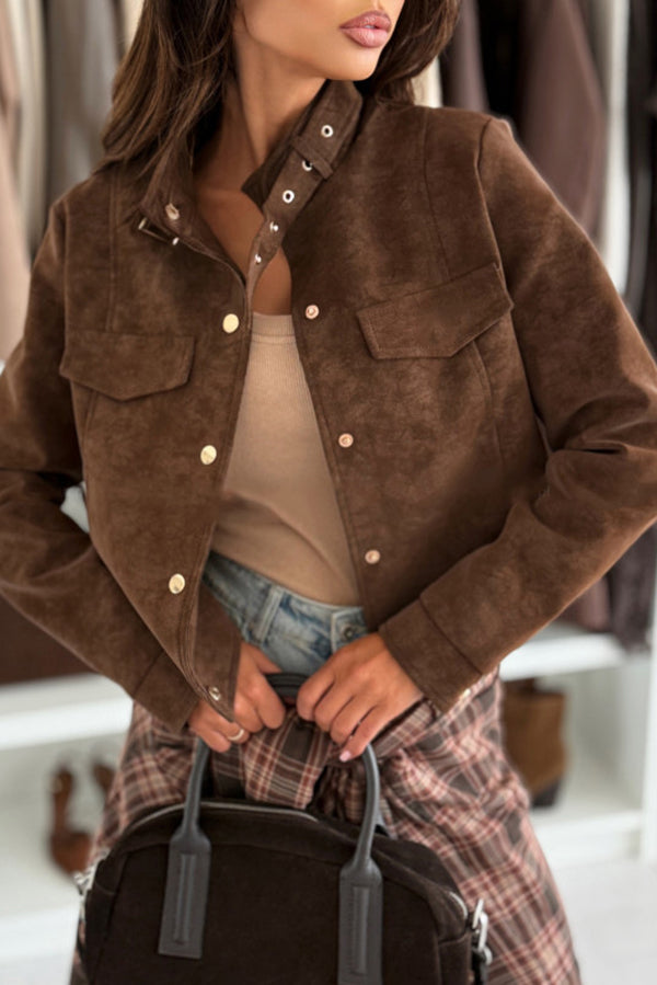 Schicke langärmelige Freizeitjacke mit Knöpfen