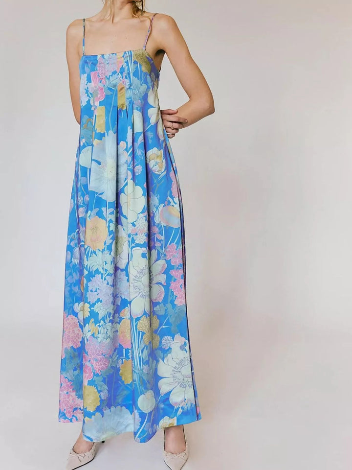 Maxikleid ärmellos mit Blumenmuster aus Polyester