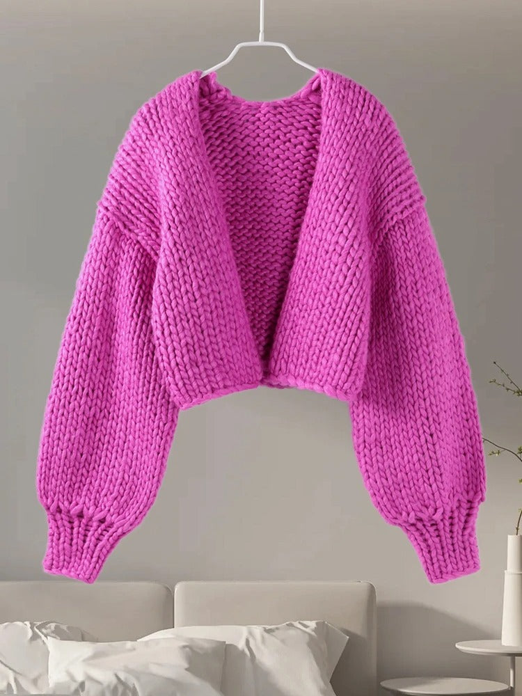 Gemütlicher Strick-Cardigan in Uni-Farbe, lässig