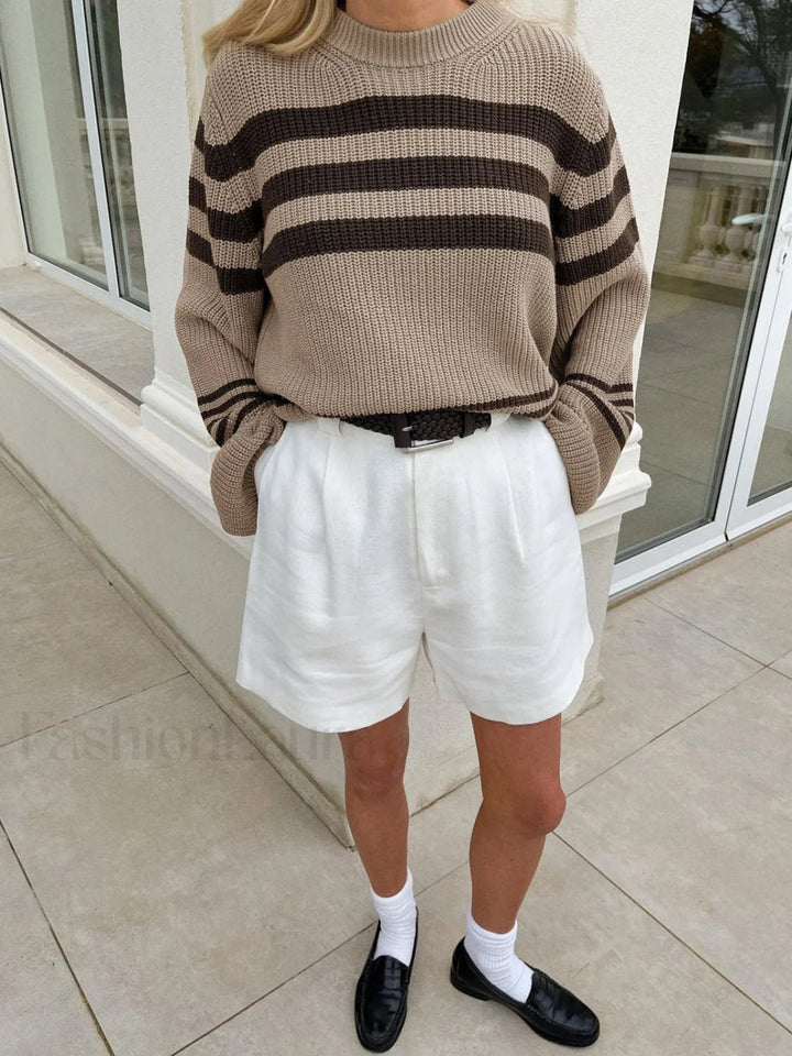 Cozy striped knit sweater for everyday comfort 
