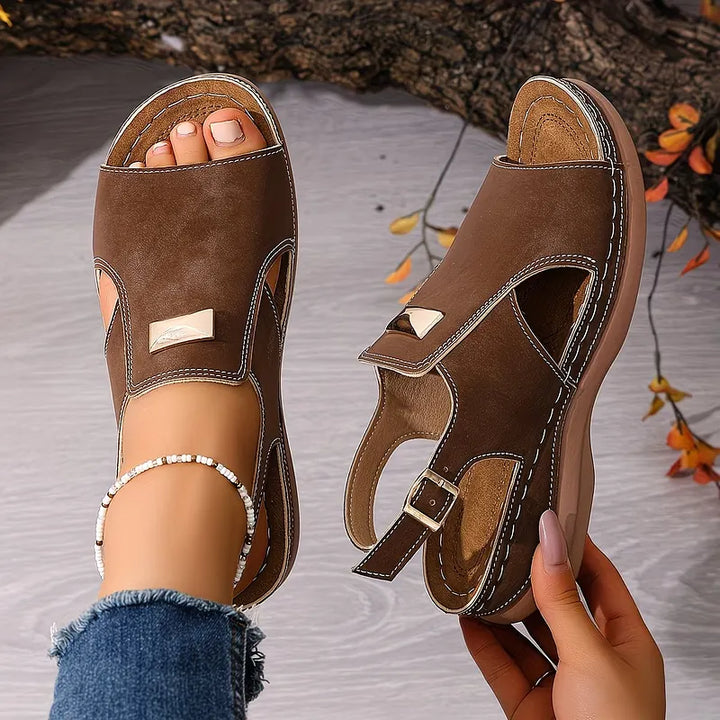Damen Keilsandalen mit Keilabsatz und offener Zehenpartie