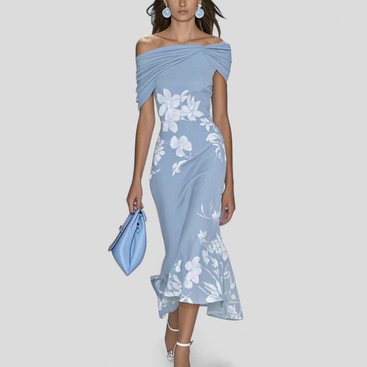 Midi-Kleid mit auffälligem Muster, leichtgewichtiger Stoff