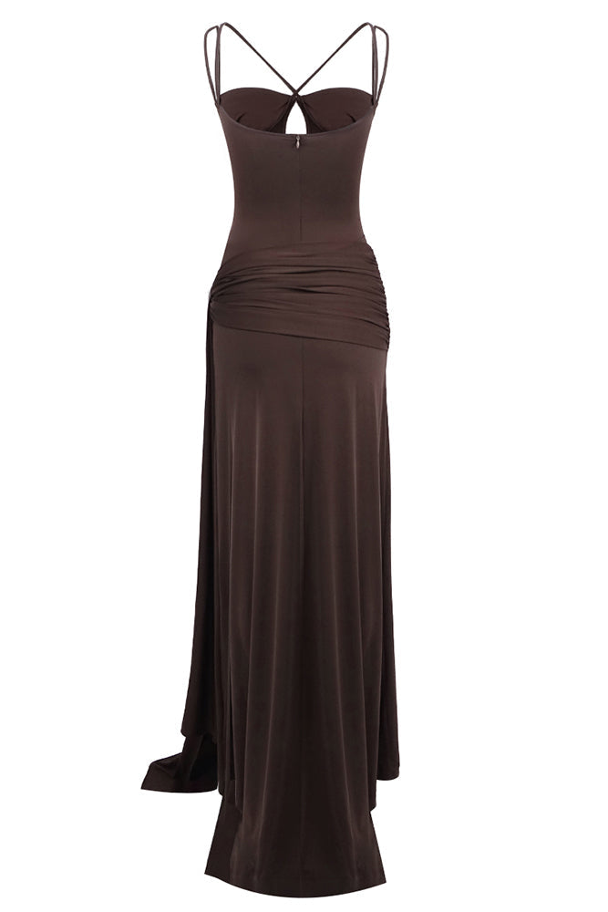 Maxikleid mit Trägern und Drapierung für Damen