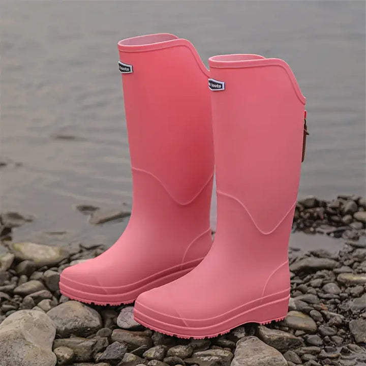 Rückansicht der Damen-Gummistiefel mit hohem Schaft