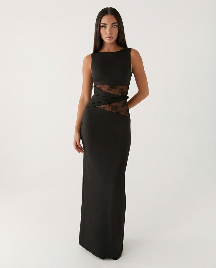 Liliana Ärmelloses Maxi-Kleid mit V-Ausschnitt