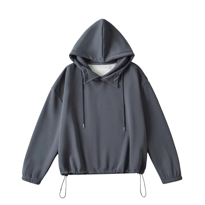 Halblanger Hoodie mit Knopfdetail und losem Kragen