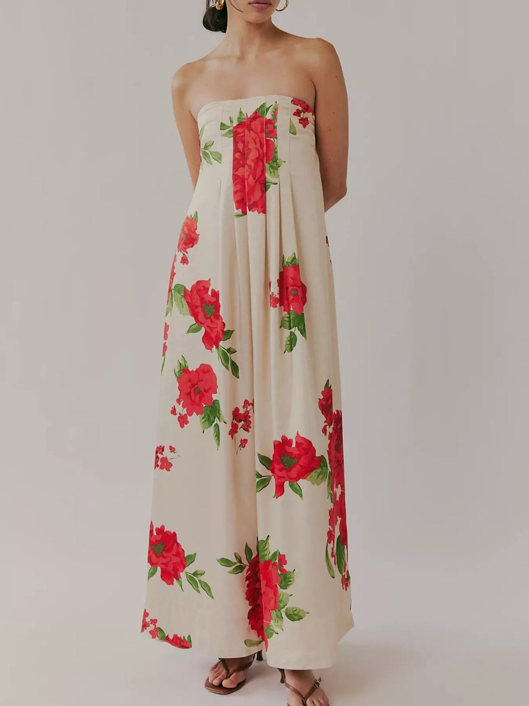 Maxikleid ärmellos mit Blumenmuster aus Polyester