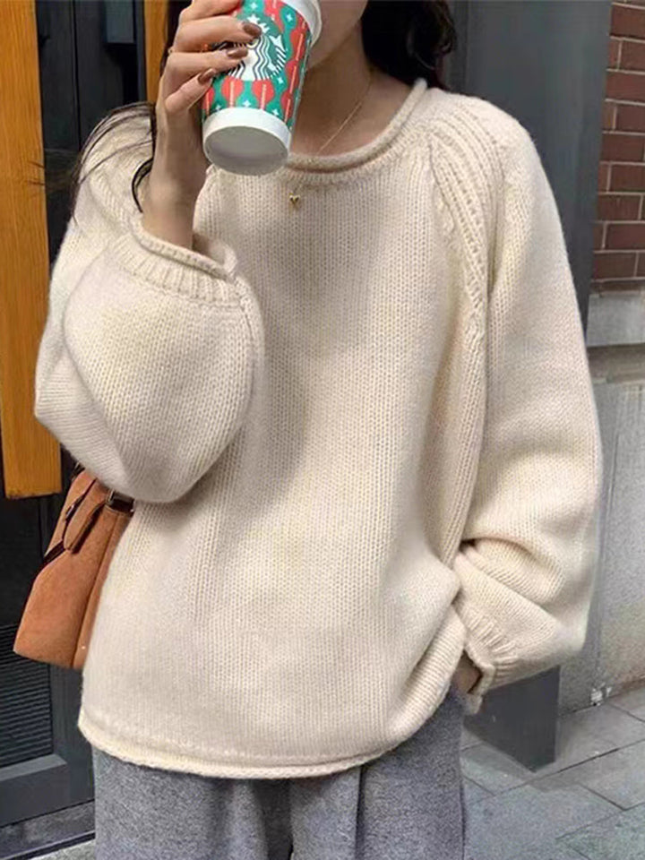 Locker Geschnittener Pullover mit Langarm