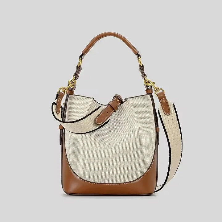 Helviora® | Strukturierte Schultertasche mit Canvas und Leder