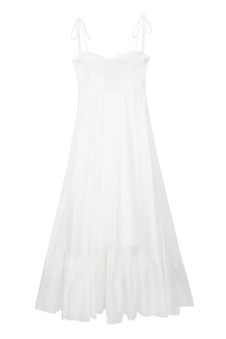 Polyester Fließendes Langkleid Weiß