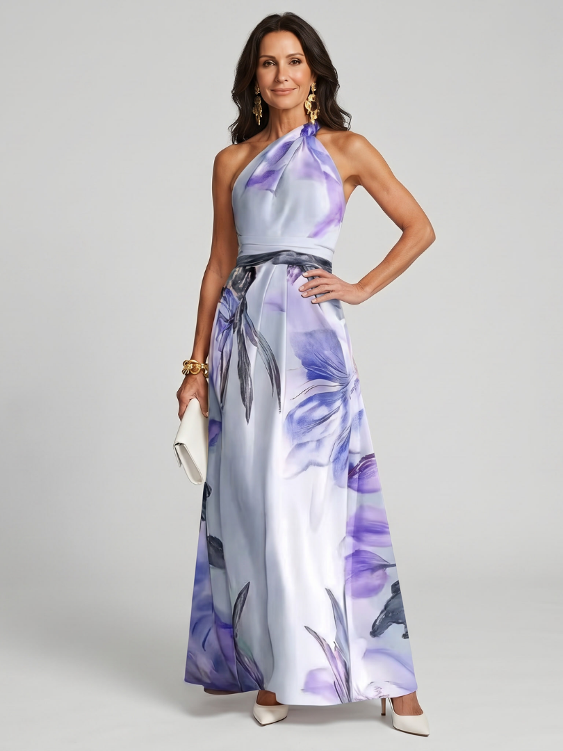 Damen Maxikleid Mit Neckholder Und Blumenmuster