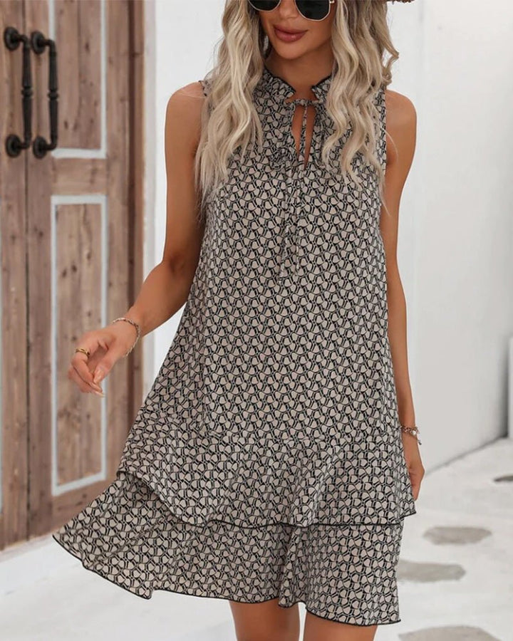 Damen Midikleid Mit Geometrischem Muster Schwarz