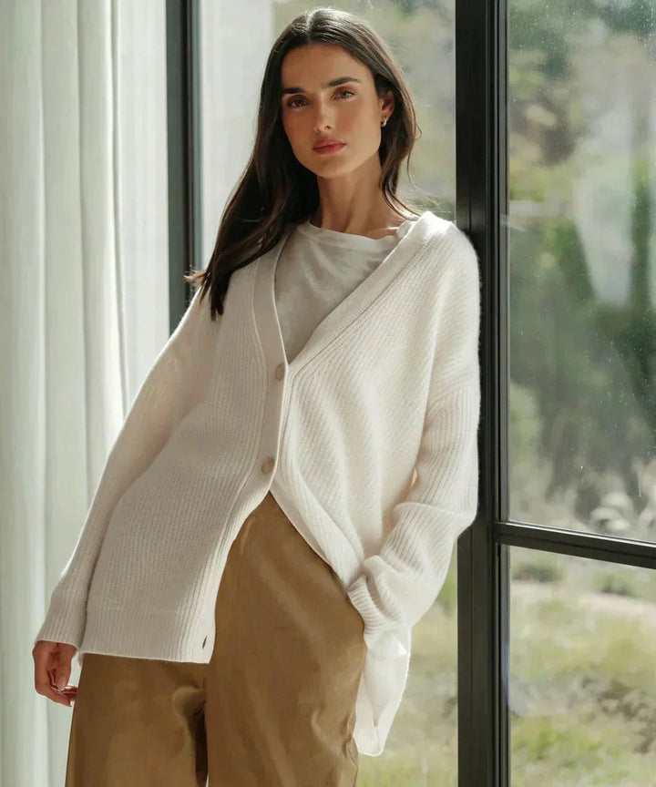 Kaschmir-Cardigan für Damen mit klassischem V-Ausschnitt