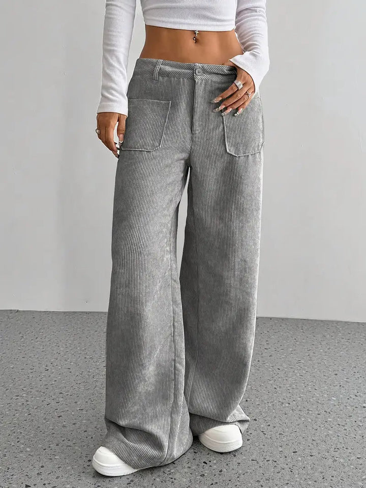 Damen Weite Hose Mit Hohem Bund