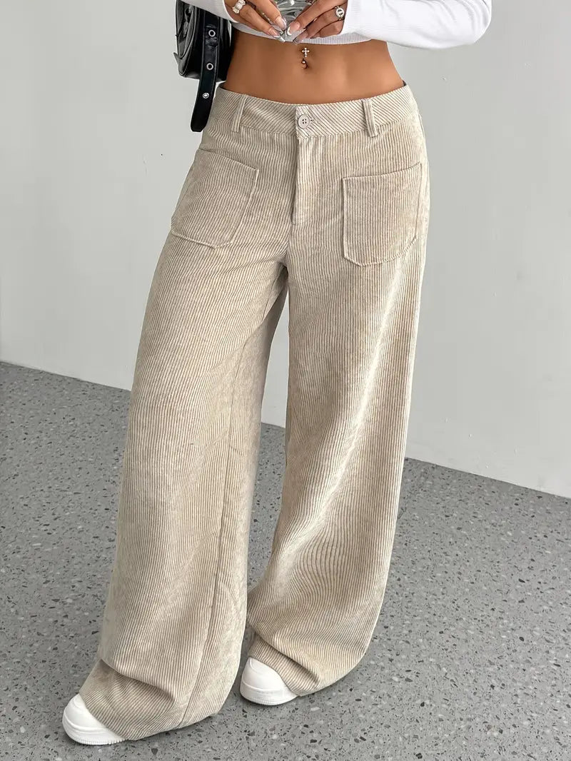 Damen Weite Hose Mit Hohem Bund