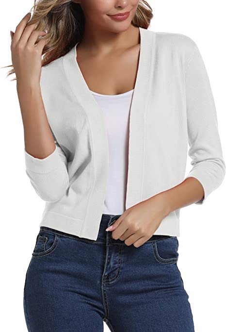 Women's Short Cardigan with Three-Quarter Sleeves