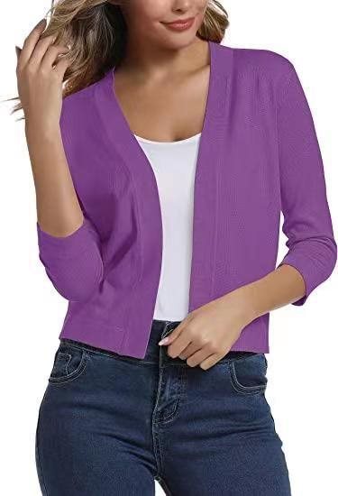 Women's Short Cardigan with Three-Quarter Sleeves