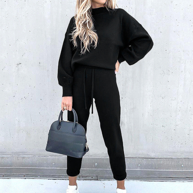 Damen Loungewear Set Mit Rollkragen Und High Waist Hose