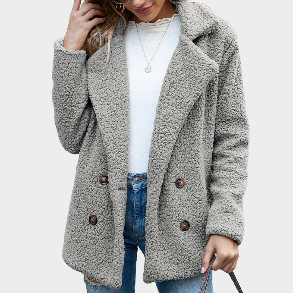 Gemütlicher Teddy-Mantel mit Kragen für schicken Winterstil