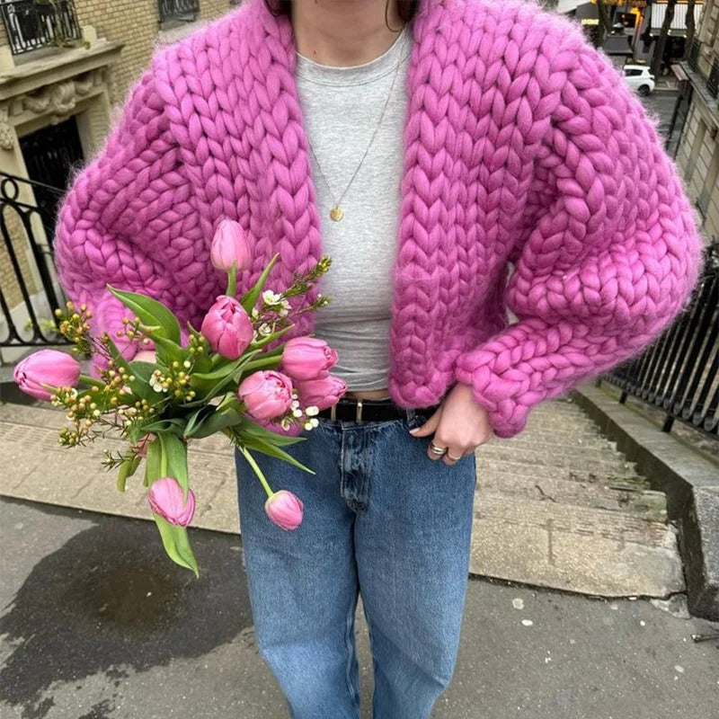 Gemütlicher Strick-Cardigan in Uni-Farbe, lässig