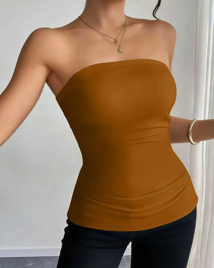 Damen Tanktop einfarbig und schmal geschnitten in Frontalansicht