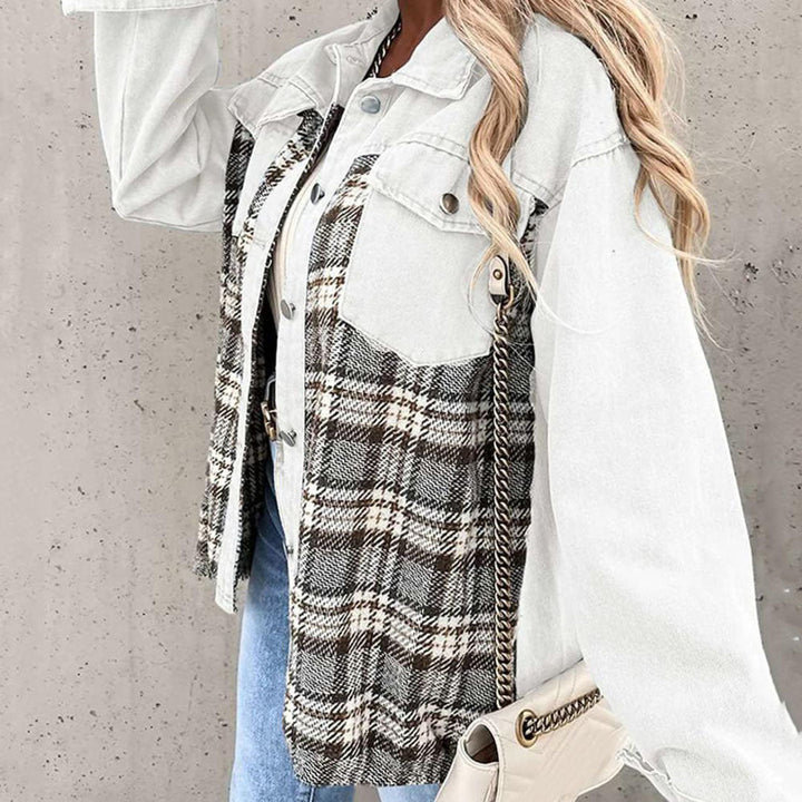 Elegante Damenjacke mit Karomuster und klassischem Kragen