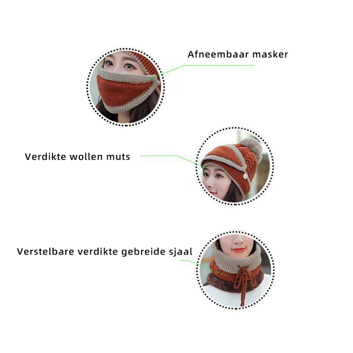 Gemütliches Strick-Wintermütze- und Schal-Set für Damen