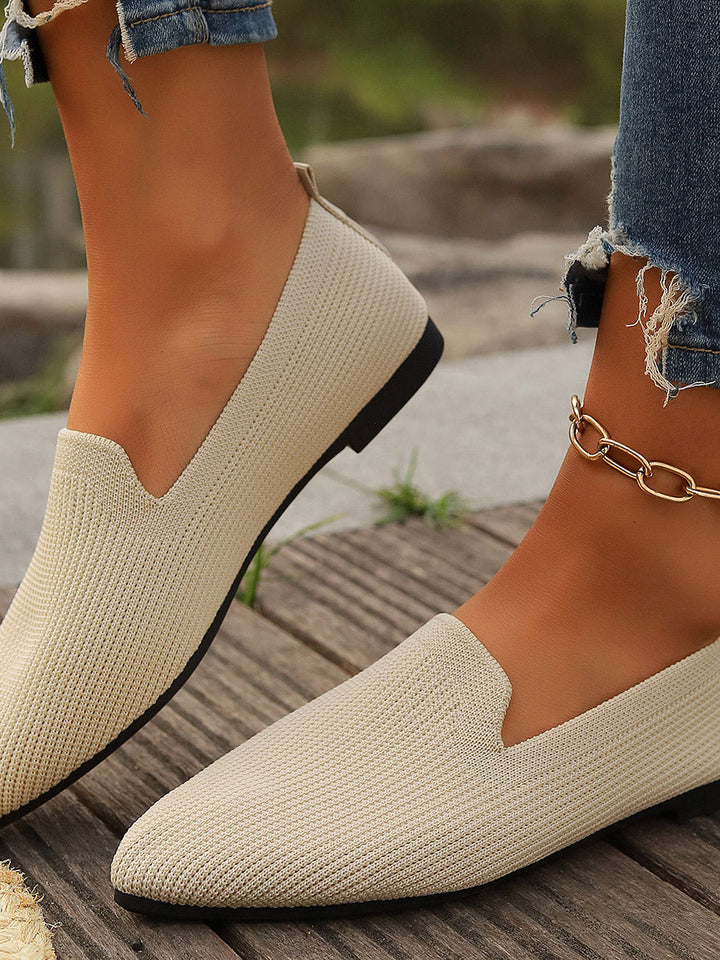 Damen-Ballerinas in einfarbigem Design, Seitenansicht beider Schuhe