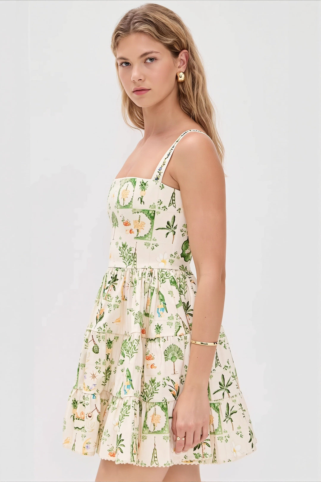 Damen-Midikleid mit Blumenprint in Seitenansicht