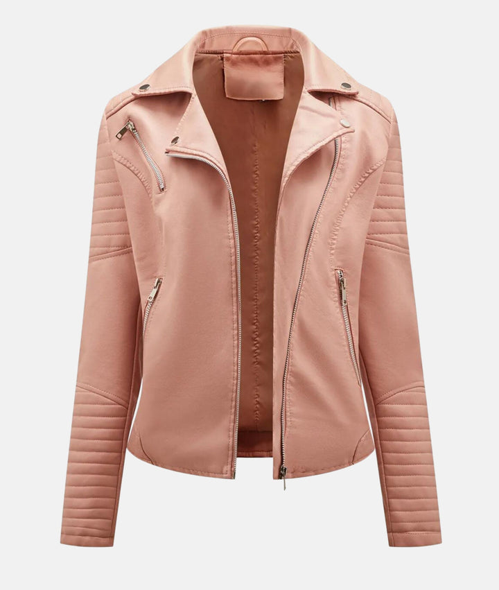 Schicke Damen Bikerjacke aus Kunstleder