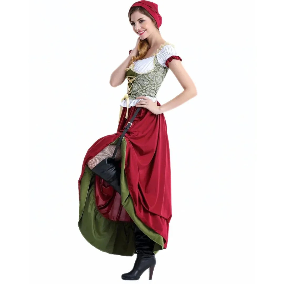 Damen-Trachtenkleid mit Schnürdetails und separat wirkender Schürze