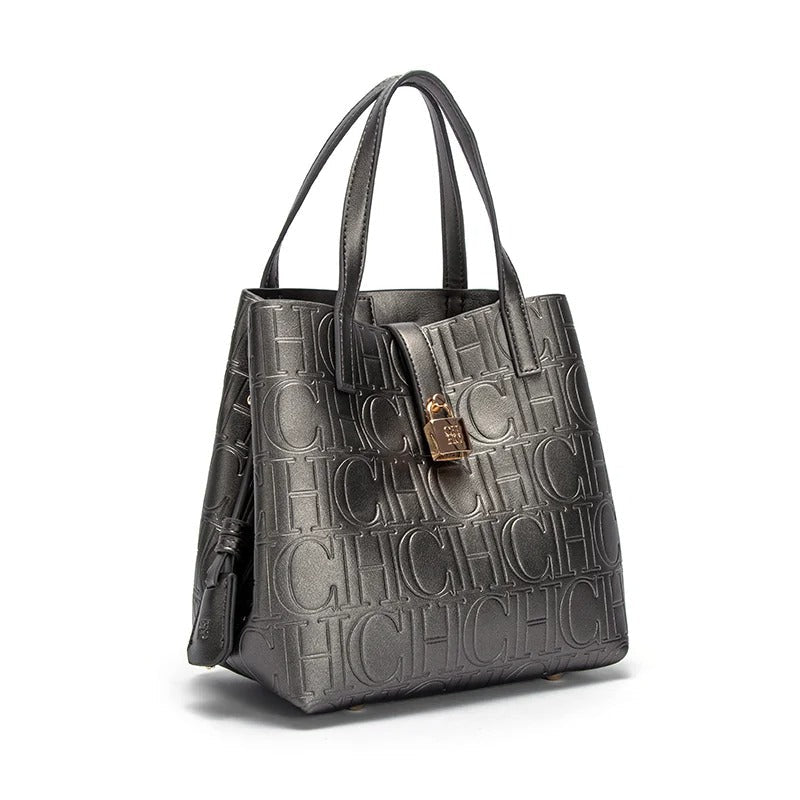 Helviora® | Strukturierte Ledertasche mit Monogrammprägung