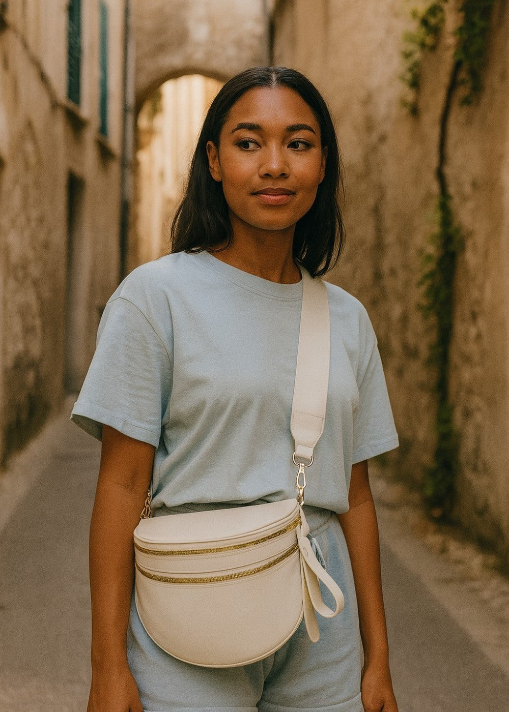 Elegante Gürteltasche aus echtem Leder für freihändige Mode