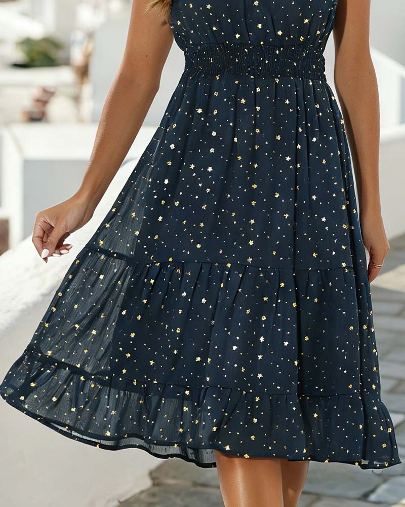 Damen A-Linien-Kleid knielang mit Rüschen in eleganter Ansicht